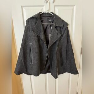 NWT 7 for all mankind grey herringbone pattern cape Size XS